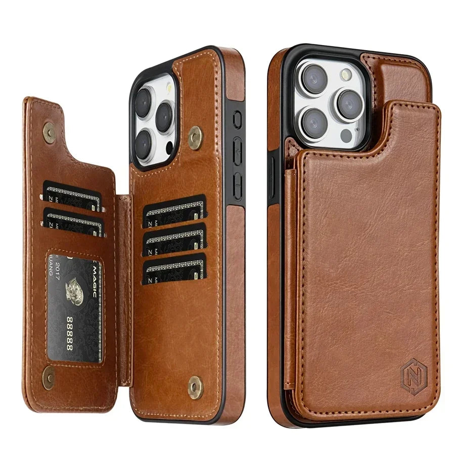Card Shield - Leather Wallet iPhone Case