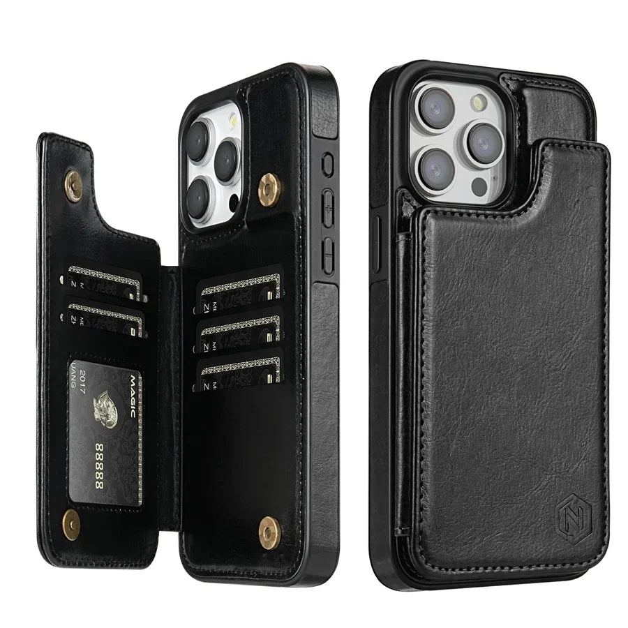 Card Shield - Leather Wallet iPhone Case